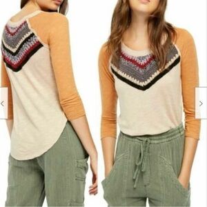 Free People Spring Bound Top Size
XS Crochet Paneled In Calm San
Combo